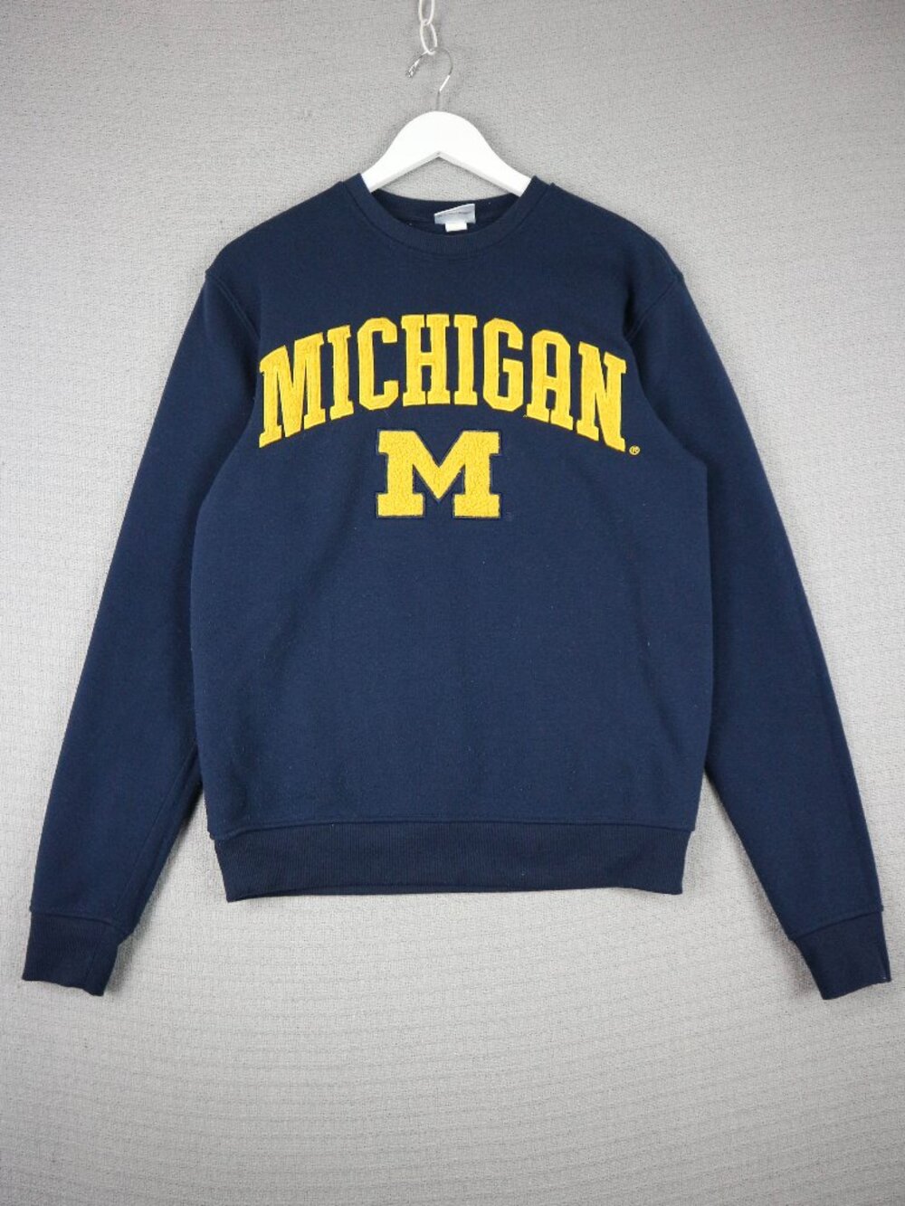 University of Michigan Collegiate Spellout Crewneck Sweater Small Navy